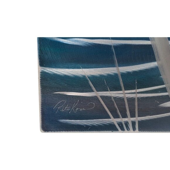 Tropical Palm Tree Metal Wall Art Set - Signed By Artist  Pete Koza- 12" x 8" - - Picture 10 of 11